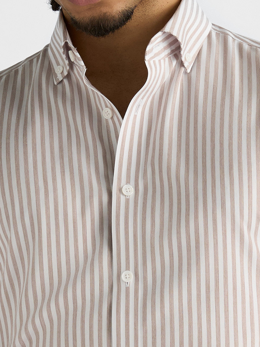 Marini Beige Stripe No-Iron Shirt