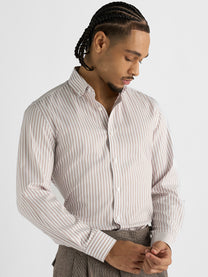 Marini Beige Stripe No-Iron Shirt