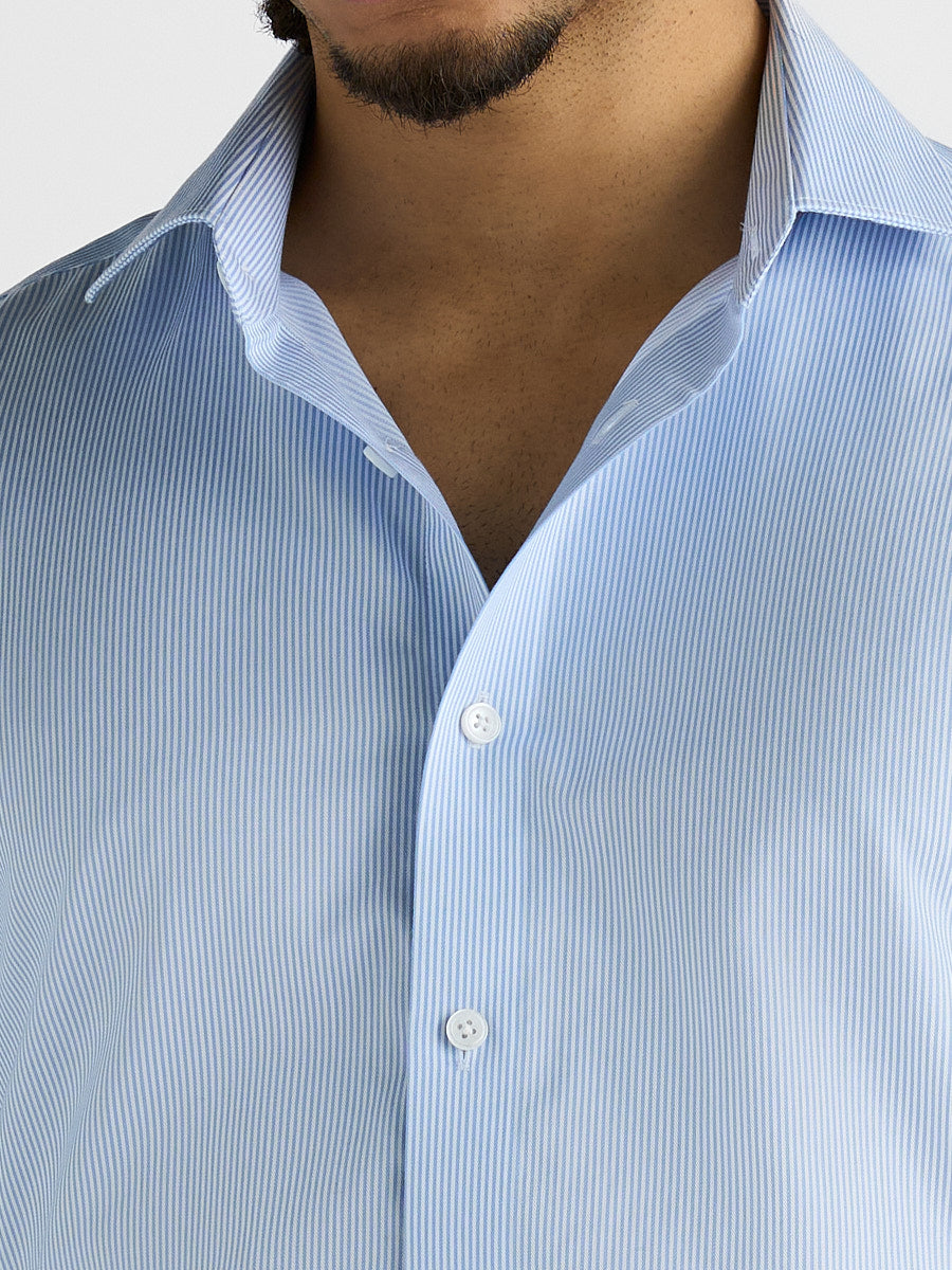 Marini Blue Stripe No-Iron Shirt