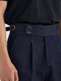 Marini Faenza High Waisted Pleated Denim Trousers