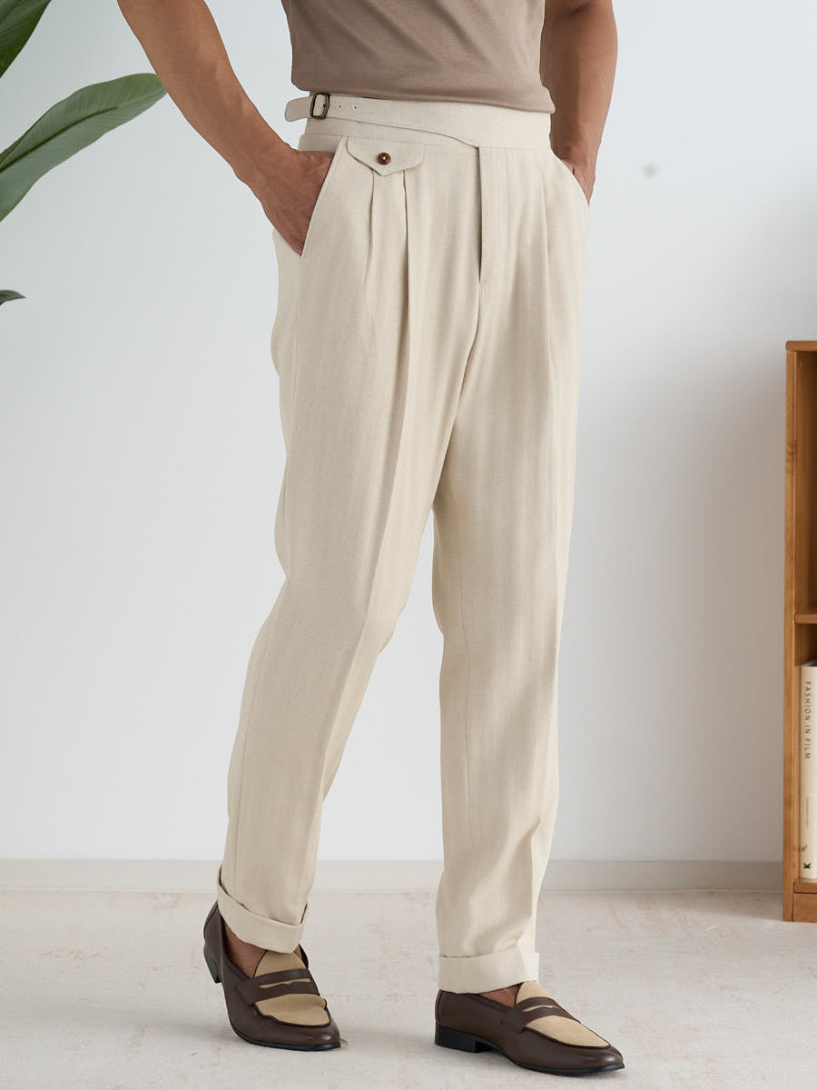 Marini Napoli High Waisted Linen Gurkha Pants