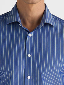 Marini Blue Pinstripe No-Iron Shirt