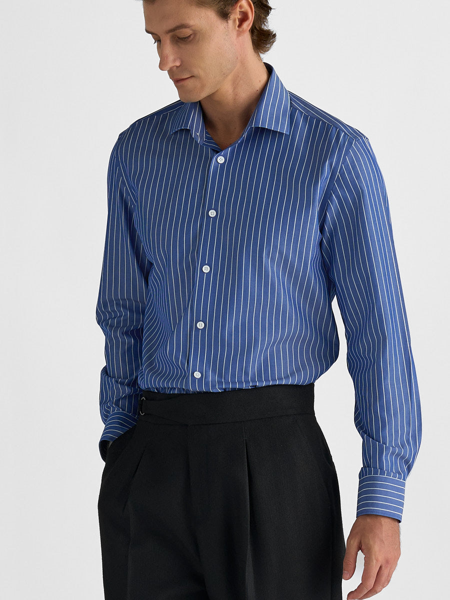 Marini Blue Pinstripe No-Iron Shirt