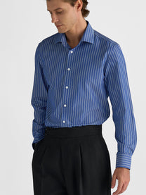 Marini Blue Pinstripe No-Iron Shirt