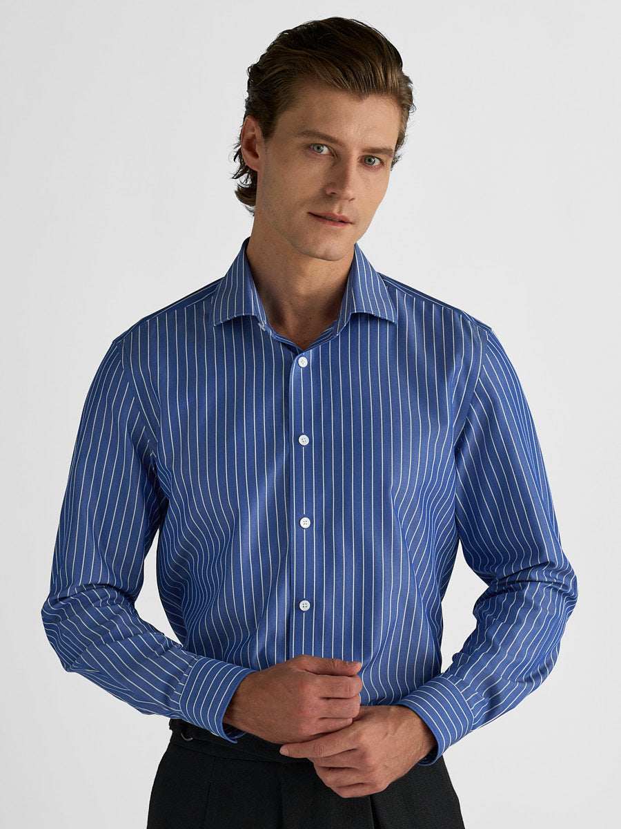 Marini Blue Pinstripe No-Iron Shirt
