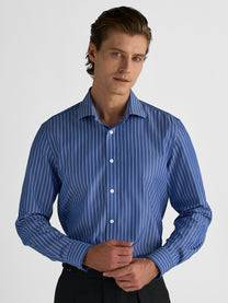 Marini Blue Pinstripe No-Iron Shirt