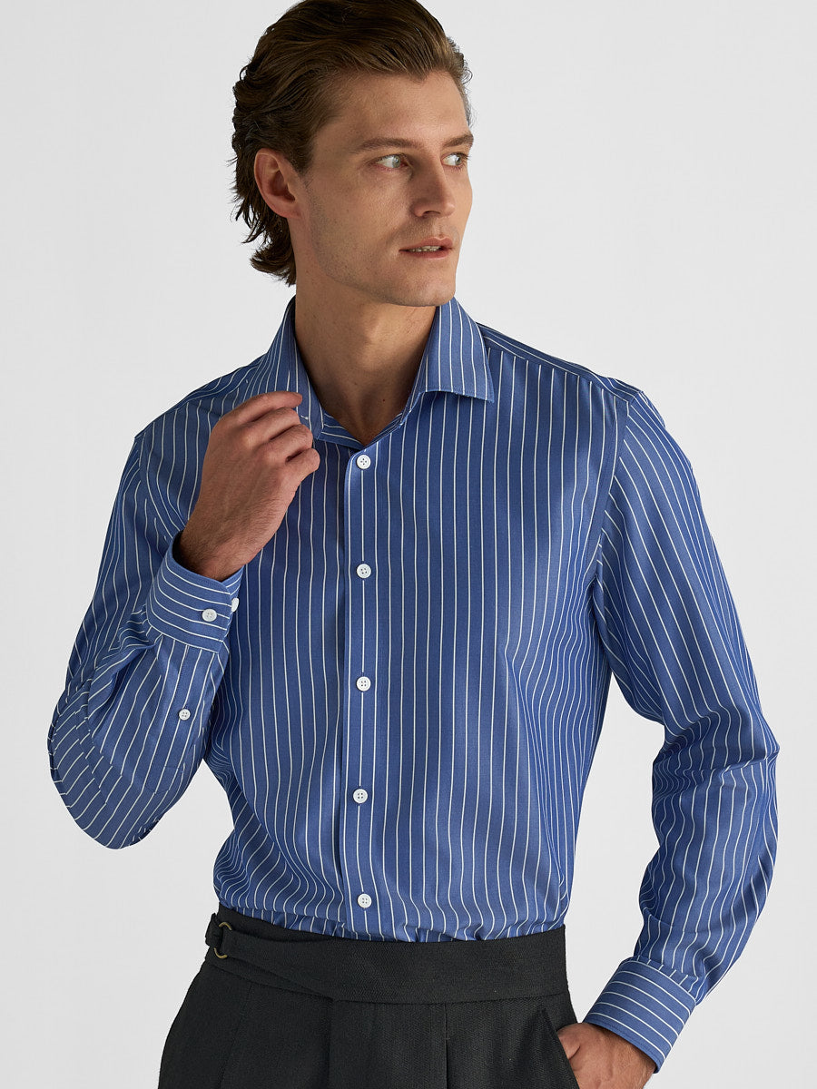 Marini Blue Pinstripe No-Iron Shirt