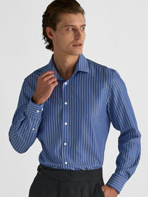 Marini Blue Pinstripe No-Iron Shirt