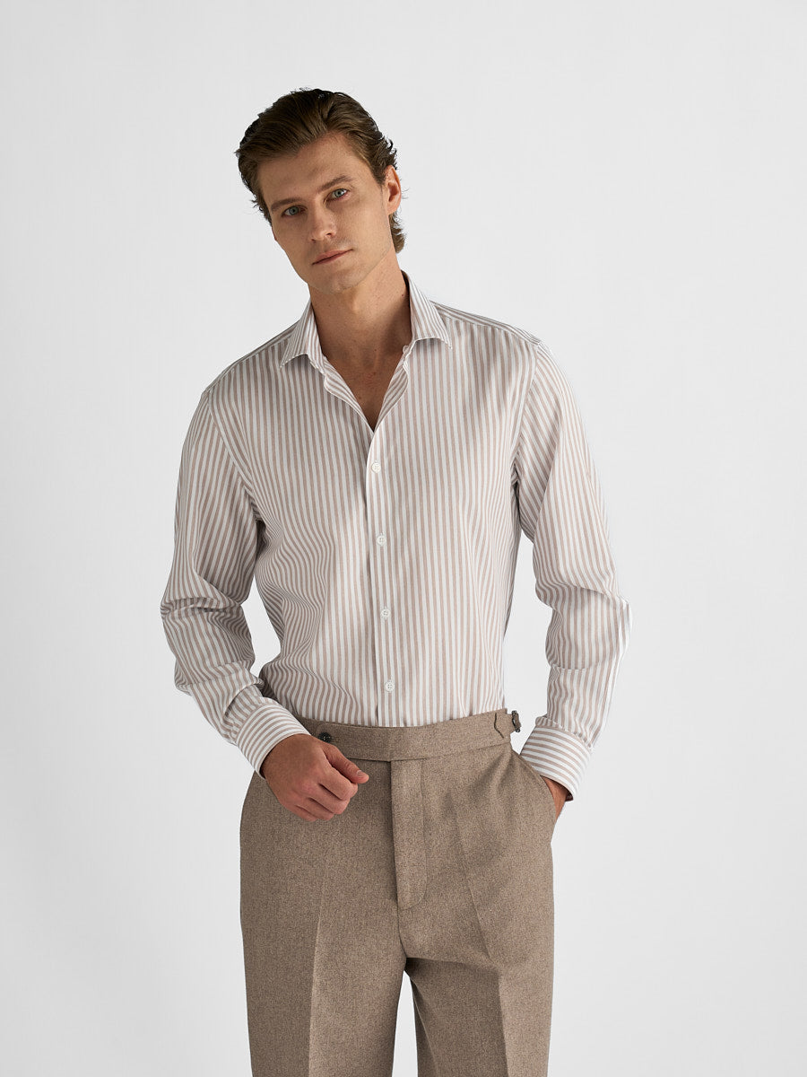 Marini Beige Stripe No-Iron Shirt
