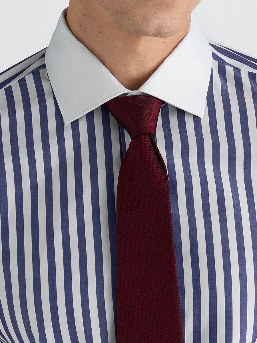Marini Navy Stripe No-Iron Contrast Collar Shirt