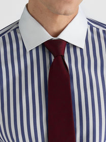 Marini Navy Stripe No-Iron Contrast Collar Shirt