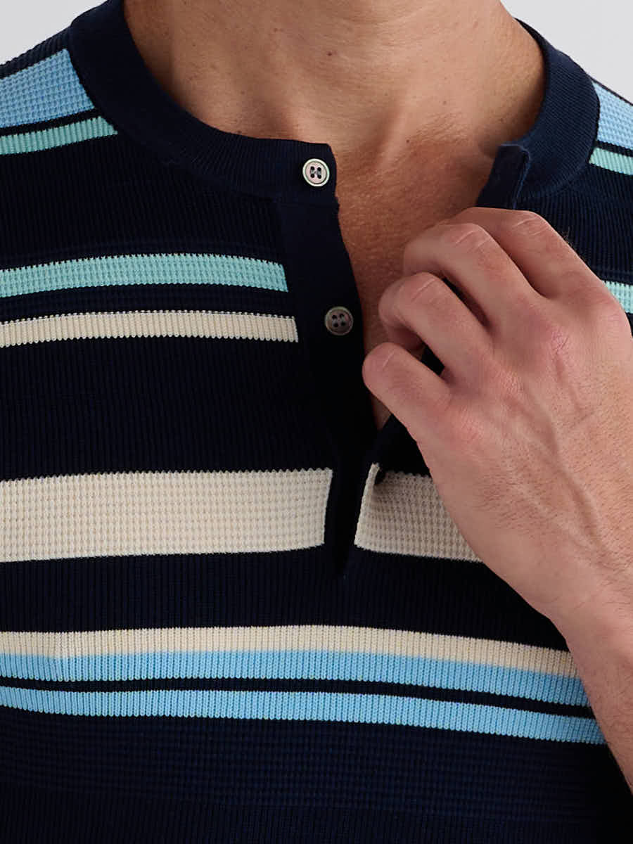 Marini Striped Knit Henley Tee