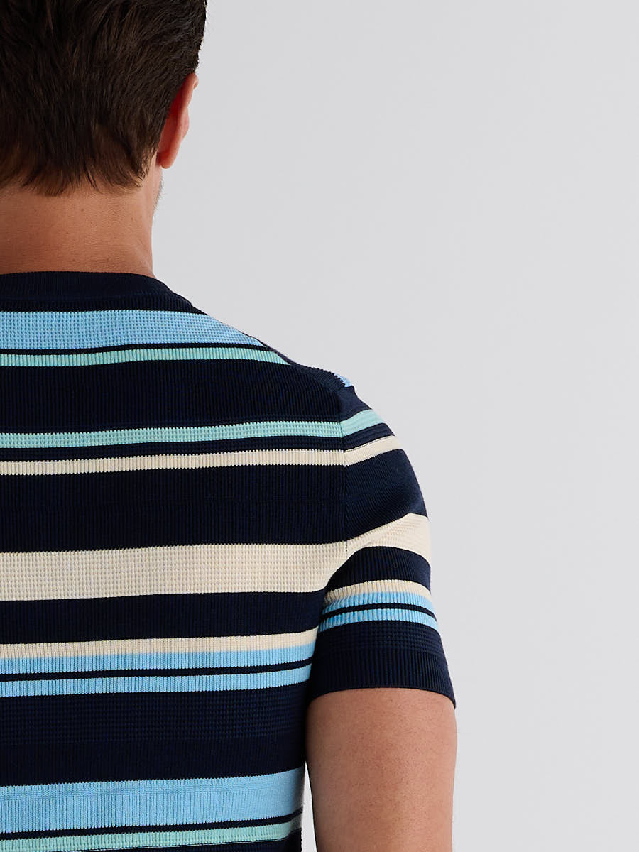Marini Striped Knit Henley Tee
