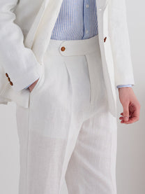 Marini Amalfi High Waisted Pleated Linen Pants - White