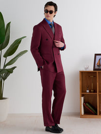 Marini Amalfi Double Breasted Linen Jacket - Bordeaux