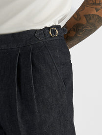 Marini Bormio High Waisted Double Pleated Denim Trousers