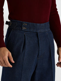 Marini Faenza High Waisted Pleated Denim Trousers