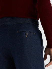 Marini Faenza High Waisted Pleated Denim Trousers