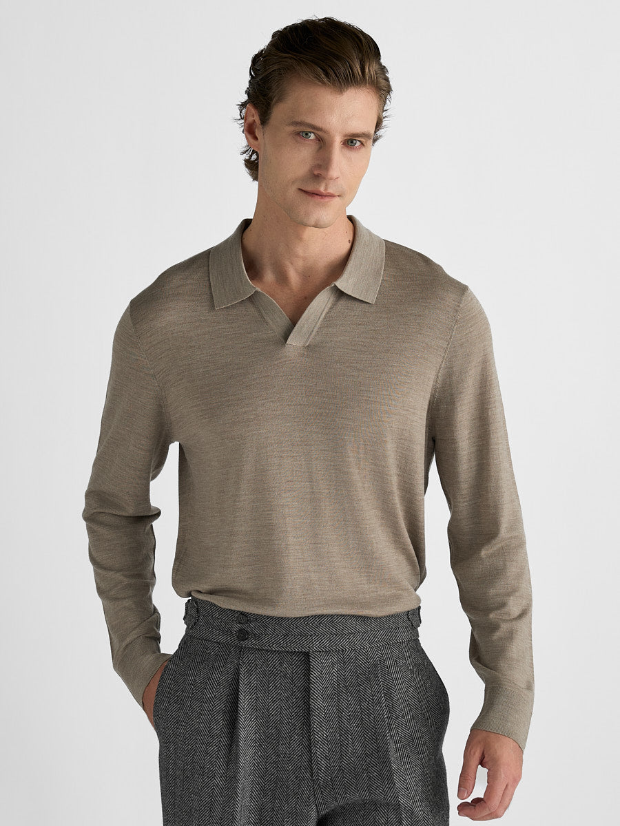 Marini Open-Collar Polo Sweater