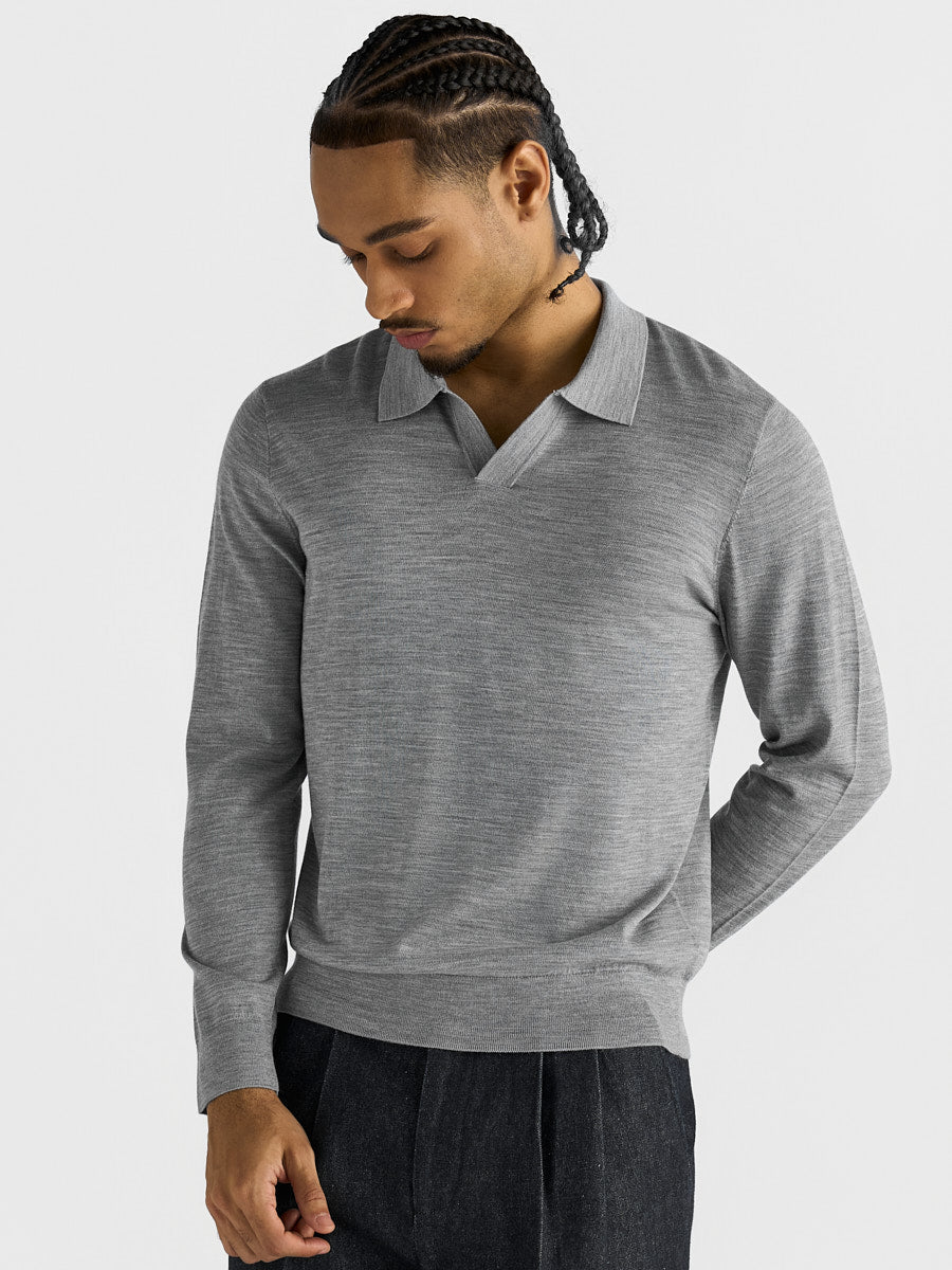 Marini Open-Collar Polo Sweater