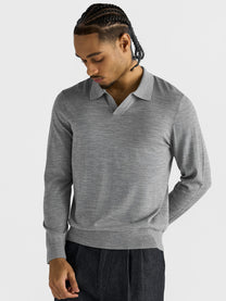 Marini Open-Collar Polo Sweater