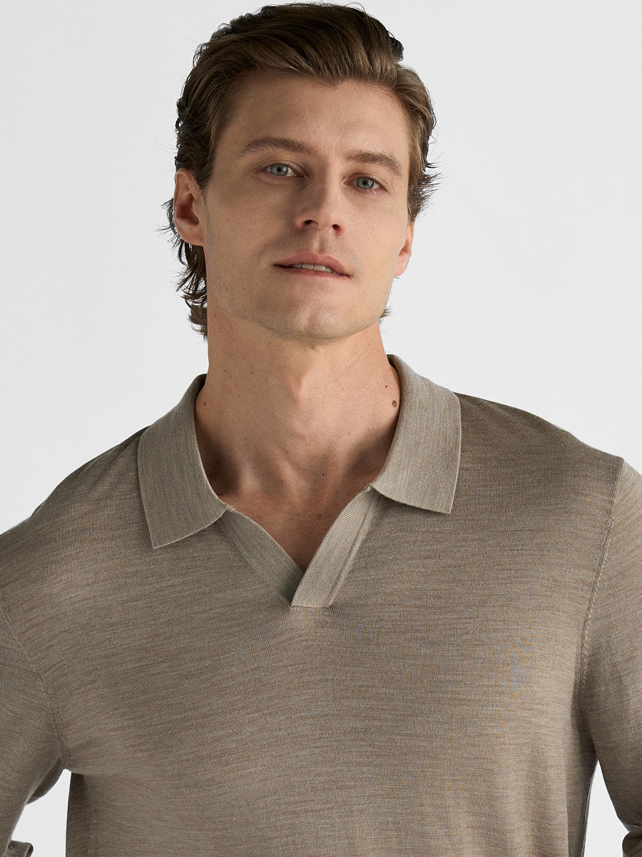 Marini Open-Collar Polo Sweater