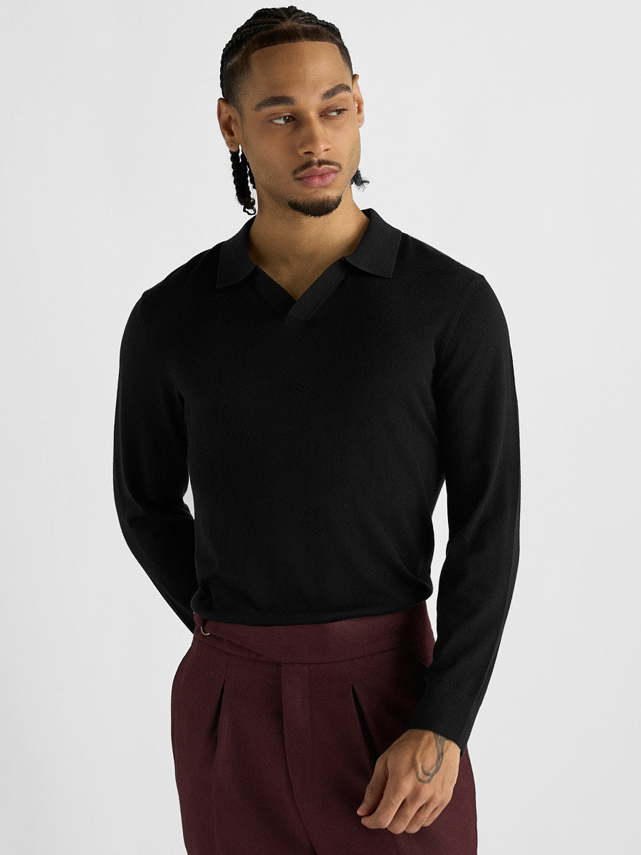 Marini Open-Collar Polo Sweater