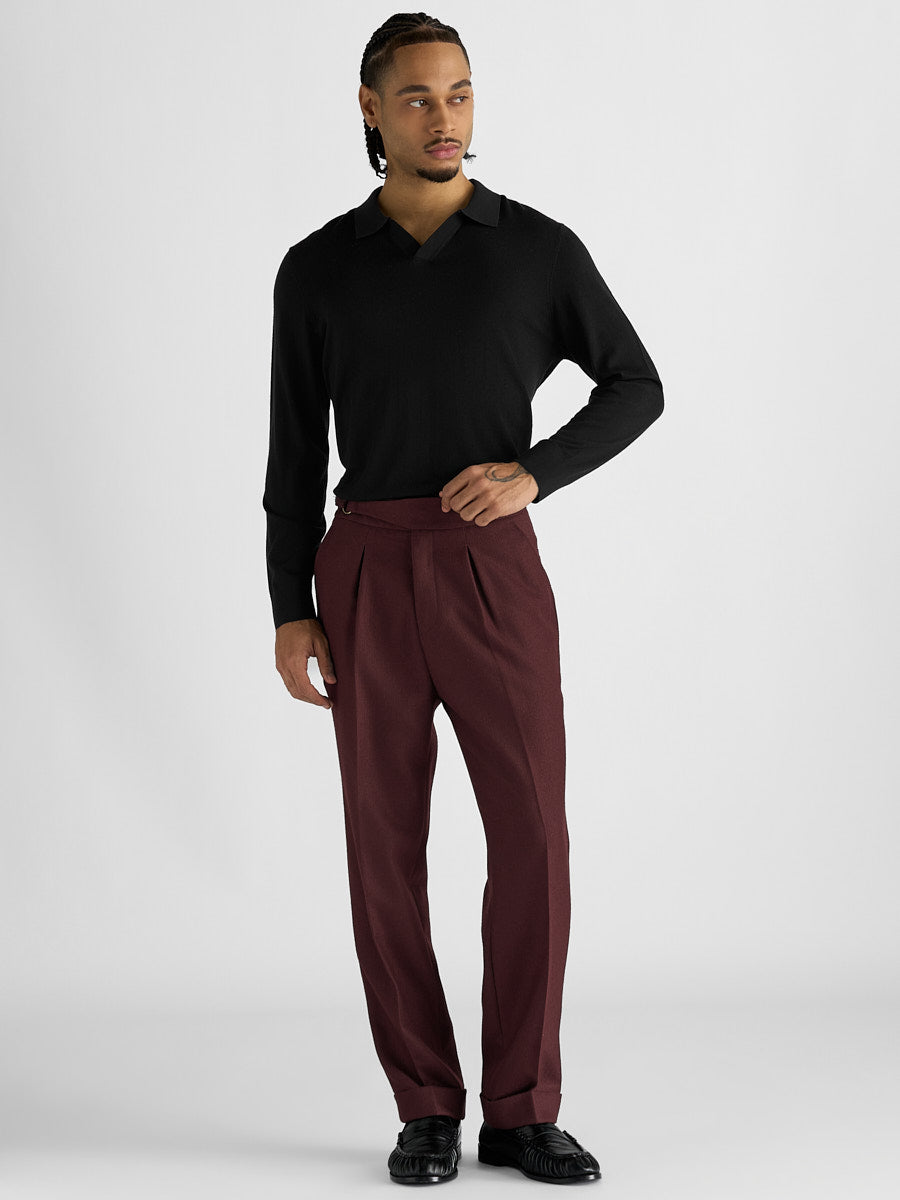 Marini Open-Collar Polo Sweater