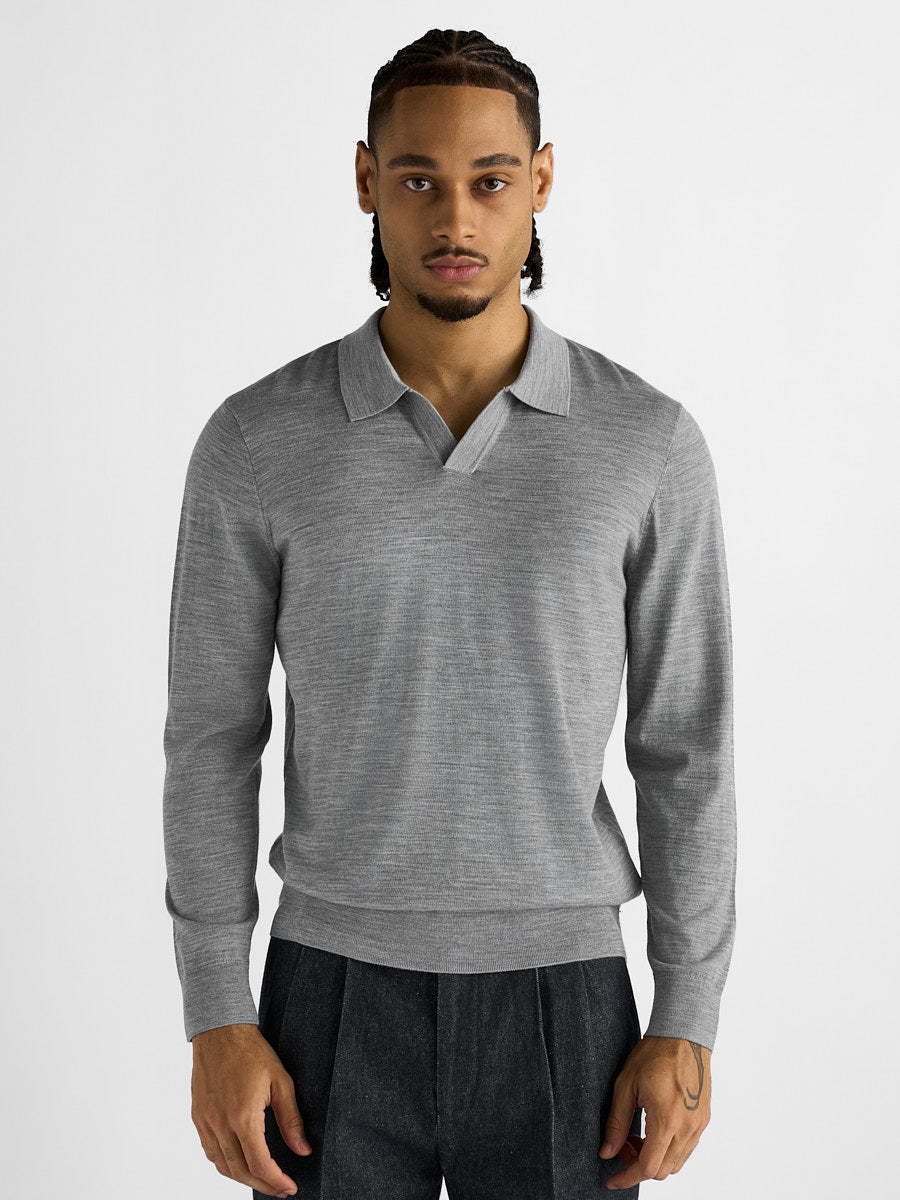 Marini Open-Collar Polo Sweater