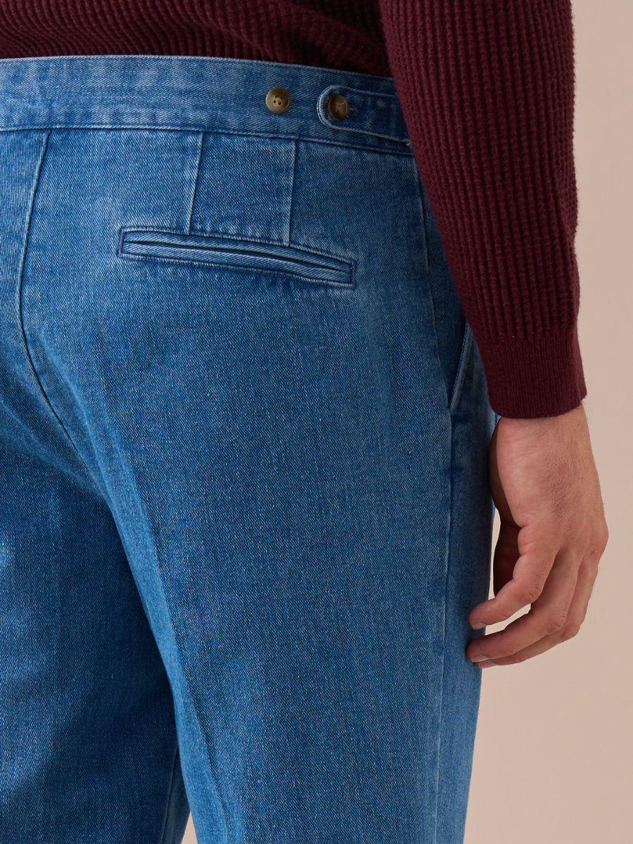Marini Montefalco High Waisted Double Pleated Denim Trousers
