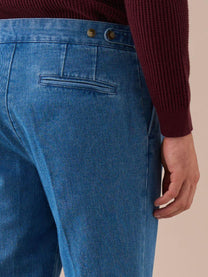 Marini Montefalco High Waisted Double Pleated Denim Trousers