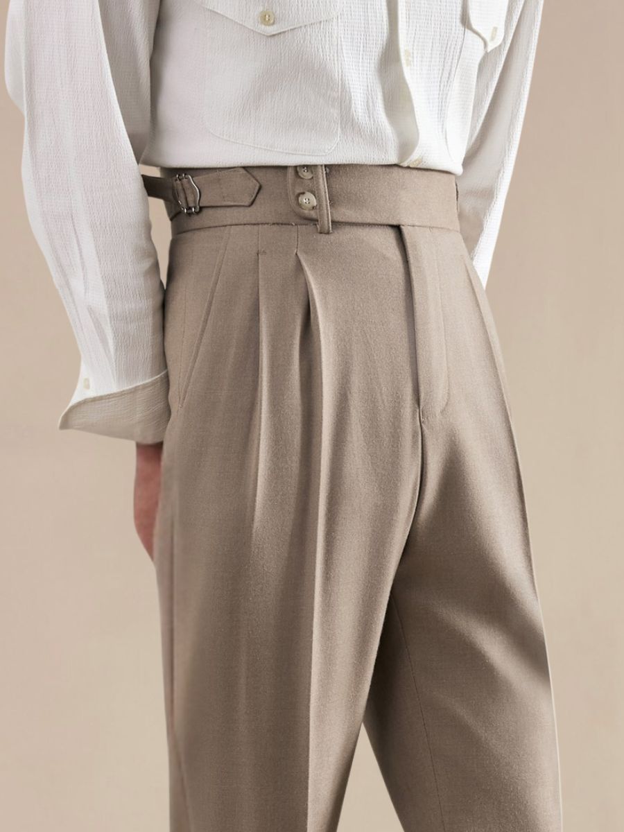 Marini Napoli High Waisted Double Pleated Pants