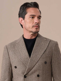 Marini Verona Double Breasted Herringbone Wool Blazer