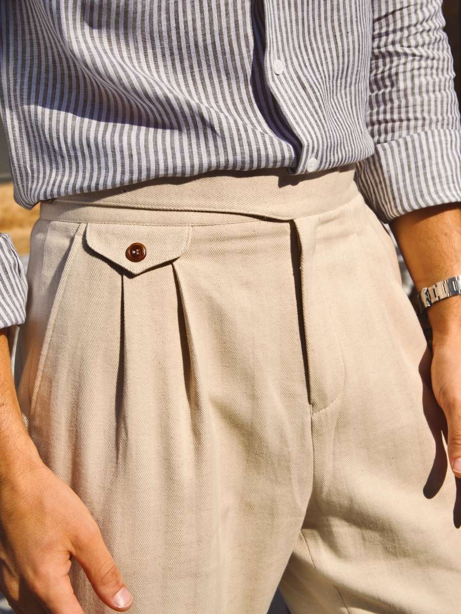 Marini Napoli High Waisted Linen Gurkha Pants