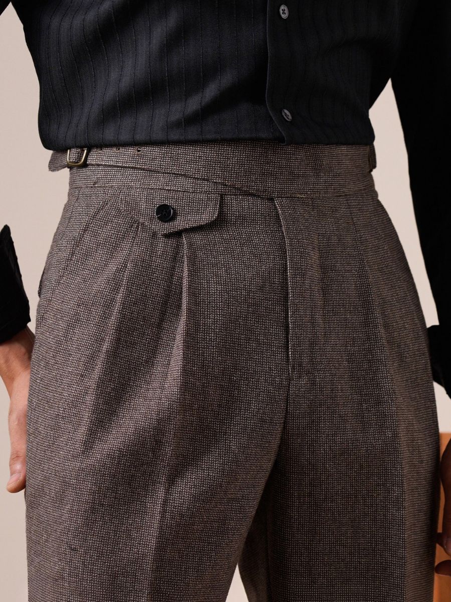 Marini Bergamo High Waisted Wool Grukha Trousers