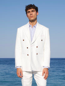 Marini Amalfi Double Breasted Linen Jacket - White