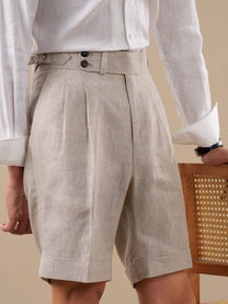 Marini Tursi Linen High Waisted Shorts