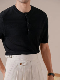 Lyocell Henley Collar T-Shirt