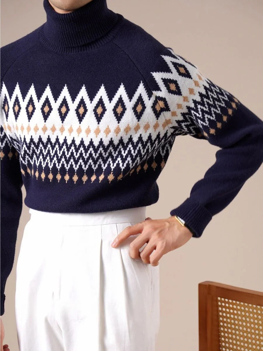 Marini Alpine Jacquard Turtleneck Sweater