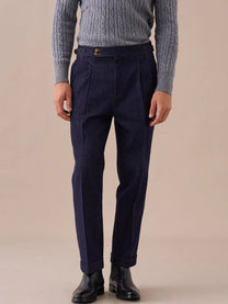 Marini Arezzo High Waisted Double Pleated Denim Trousers