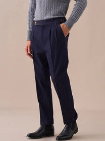 Marini Arezzo High Waisted Double Pleated Denim Trousers