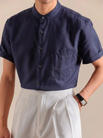 Marini Band Collar Short Sleeve Shirt
