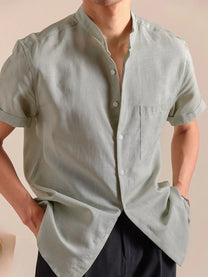 Marini Band Collar Short Sleeve Shirt