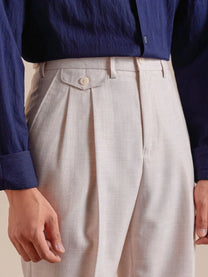 Marini Brienza Double Pleated Belt-Loop Pants