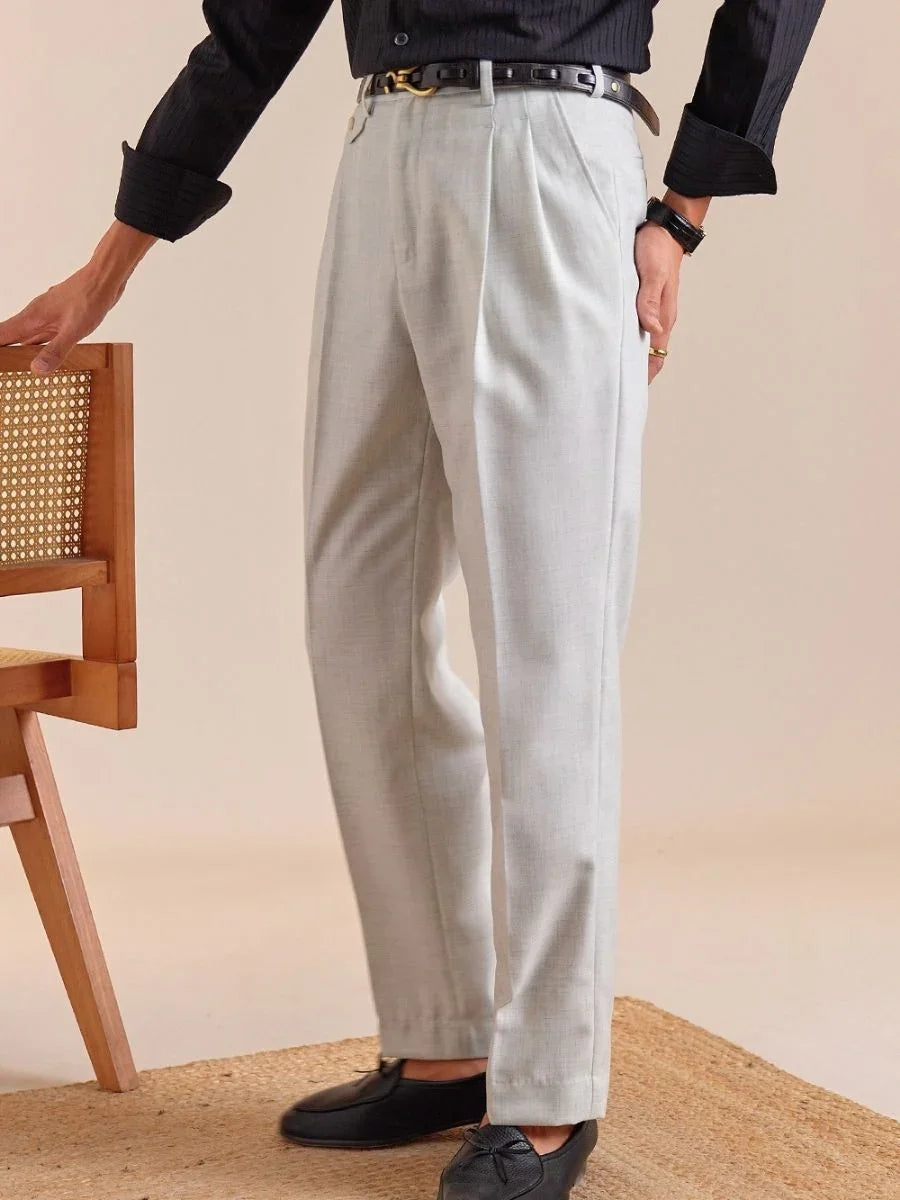 Marini Brienza Double Pleated Belt-Loop Pants