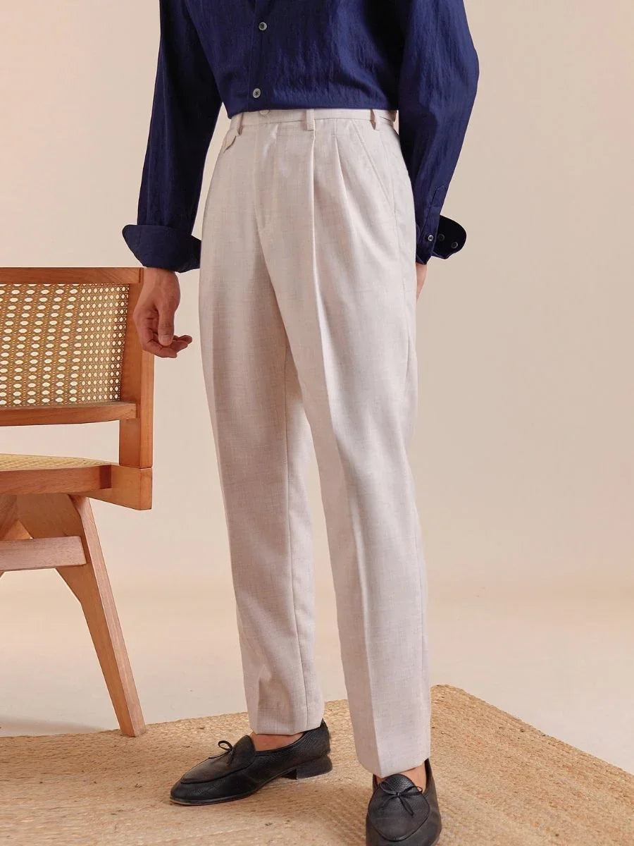Marini Brienza Double Pleated Belt-Loop Pants