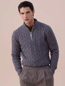 Marini Cable Knit Half-Zip Sweater