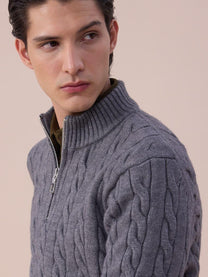 Marini Cable Knit Half-Zip Sweater