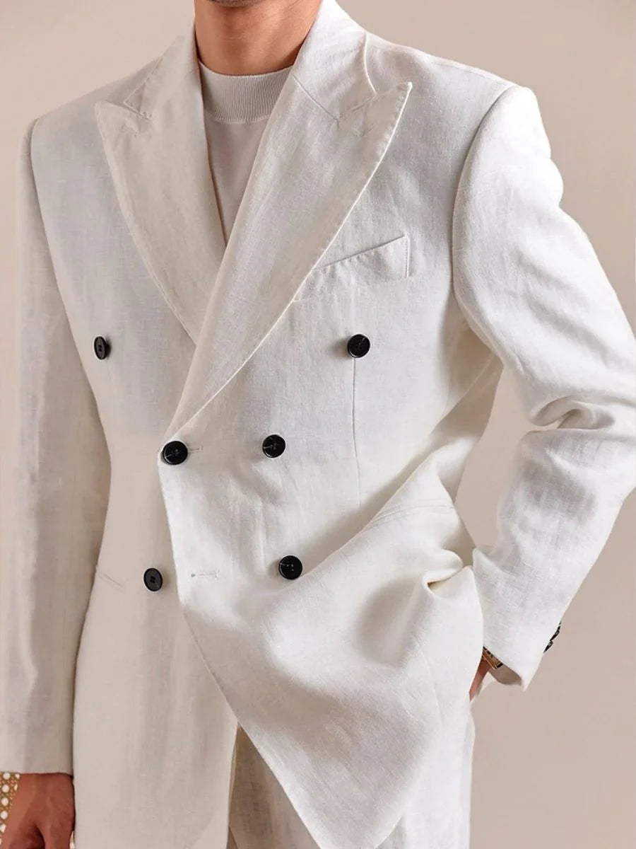 Marini Capri 100 % Linen Double-Breasted Blazer