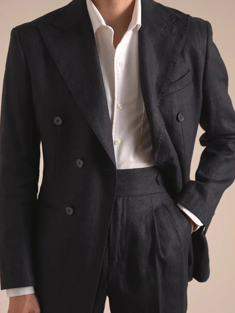 Marini Capri 100 % Linen Double-Breasted Blazer